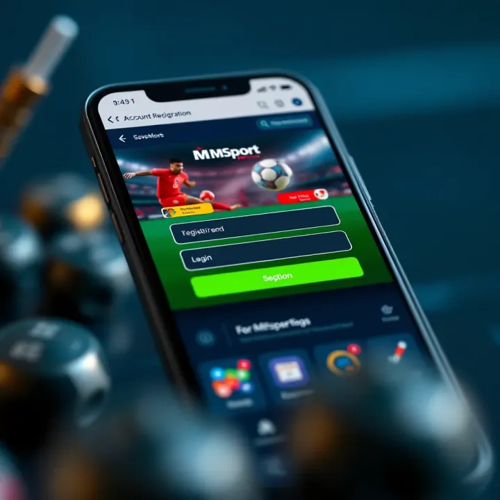 Account Registration and Navigation on MSport Betting App User interface of MSport betting app showing account registration and navigation features in a Nigerian context