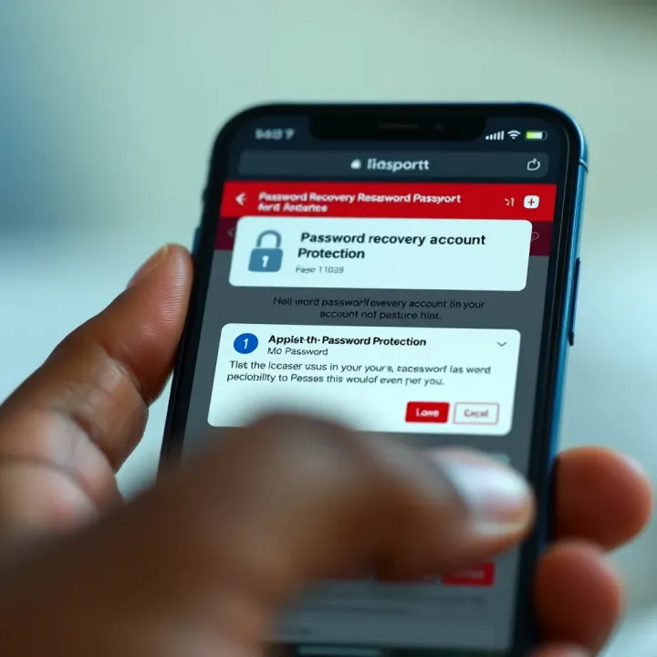 Illustration of password recovery and account security notifications on a mobile device