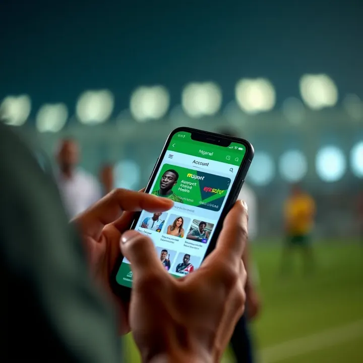 Exploring Account Features on Nigeria Msport Shop Mobile App User interacting with Nigeria Msport Shop app showcasing account features on a smartphone