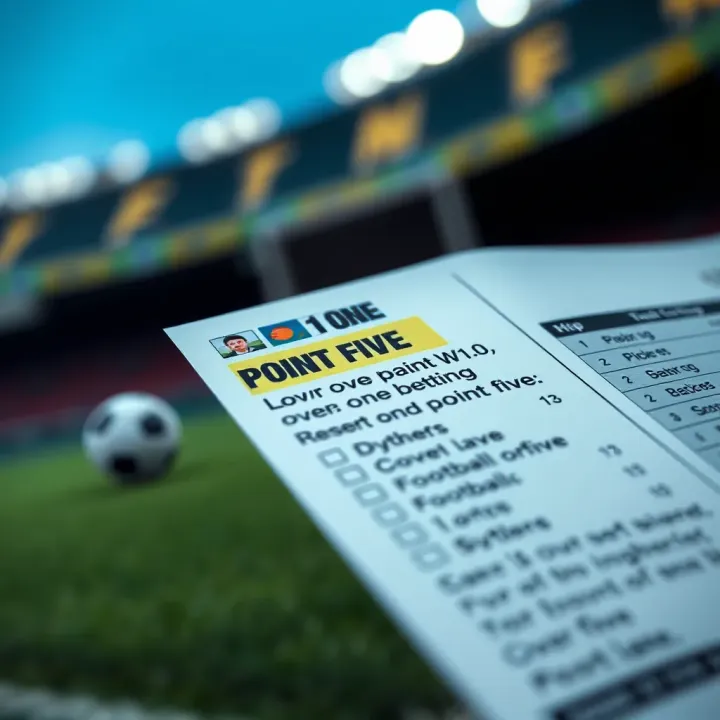 Highlighting the Over One Point Five Bet on a Football Wager Slip Graphic showing a betting slip highlighting the over one point five betting option with football icons