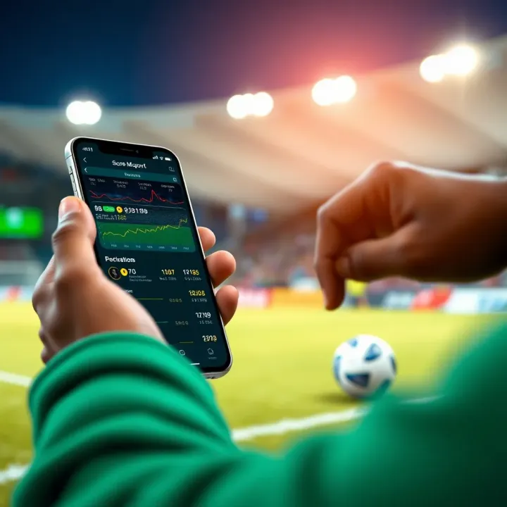 User navigating through the Score MSport app showing detailed sports statistics and analysis