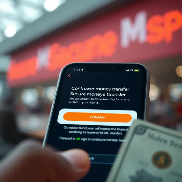 Secure mobile transaction confirmation screen showing successful money transfer within Nigerian financial network