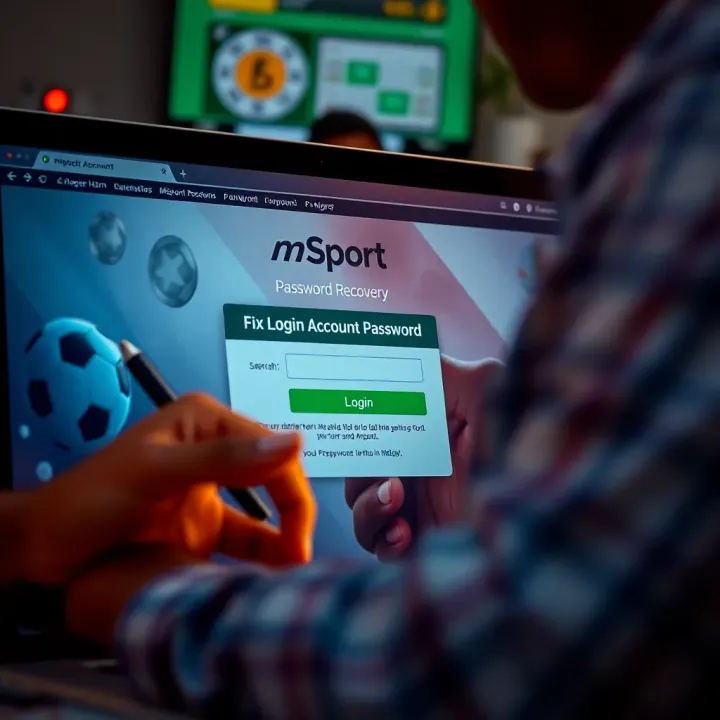 Recovering Your mSport Account Password User entering login credentials on mSport website with browser displaying password recovery option