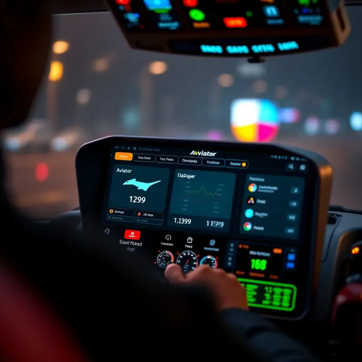 User interface of Aviator app showing main dashboard with navigation options