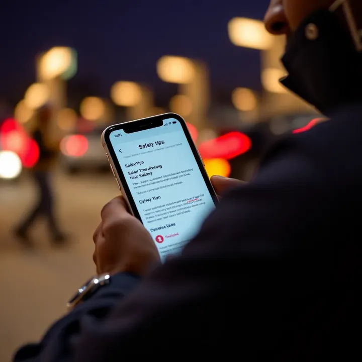 Mobile phone displaying safety tips and troubleshooting guide within Aviator app