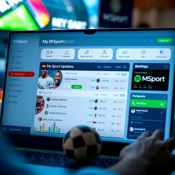 My MSport Account Dashboard with Live Sports Updates and Betting Features User interface displaying My MSport account dashboard with sports event updates and betting options