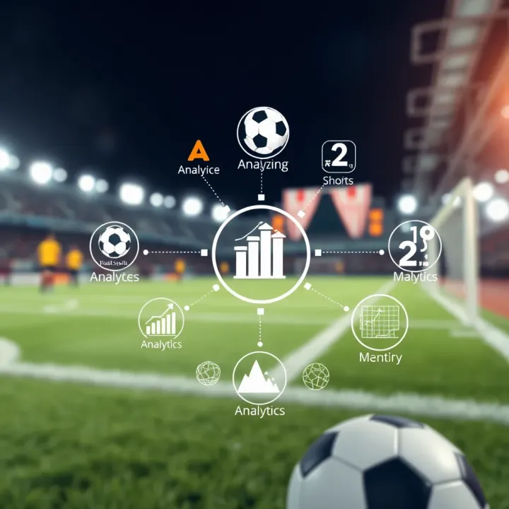 Graphic showing various sports icons interconnected with data analytics symbols