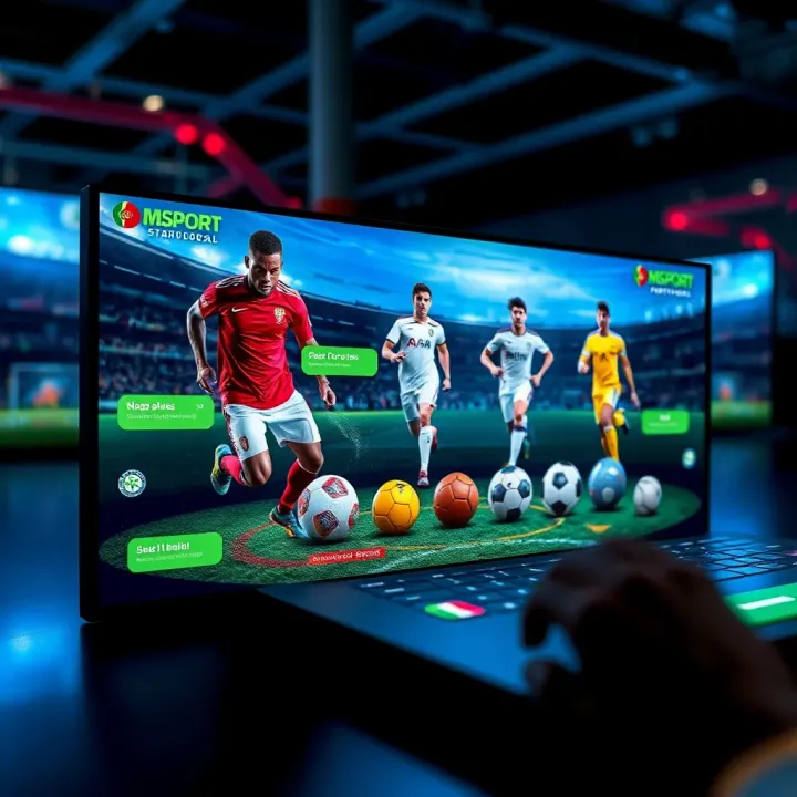 Interactive digital platform with sports icons symbolizing MSport Starz Portugal's user benefits
