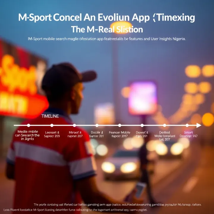 Timeline graphic illustrating the development and decline phases of the M-Sport mobile search app in Nigeria