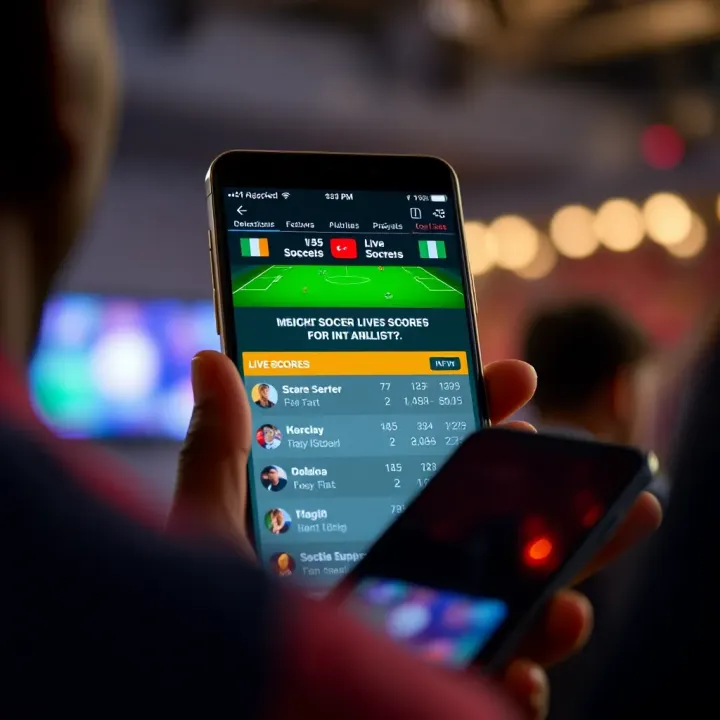 Mobile device displaying MSport live soccer scores and match statistics