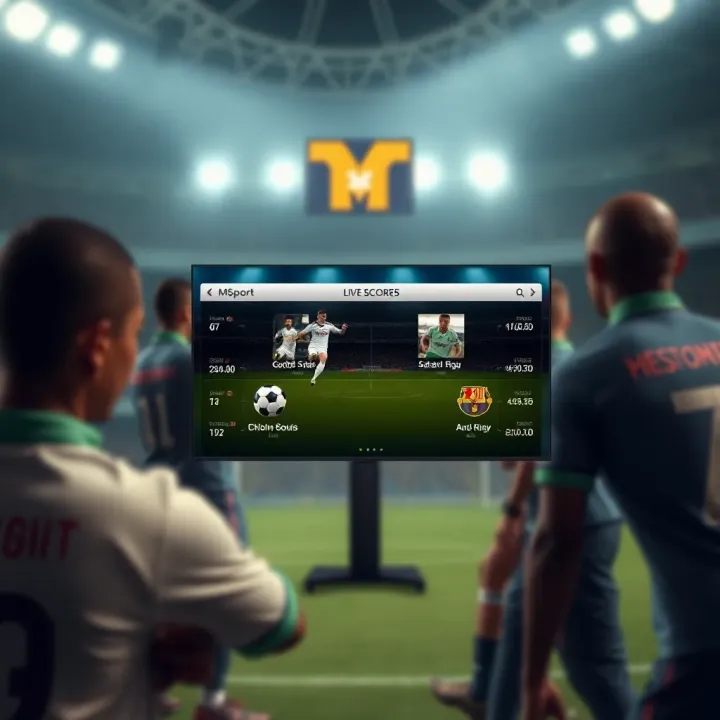 Real-Time Soccer Match Updates with MSport Graphic showing real-time updates and key soccer match events on MSport platform